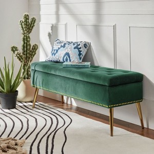 Hippolytus Storage Bench with Nailhead Trim and Button-tufted for Bedroom| ART OF LIVING DESIGNS - 1 of 4