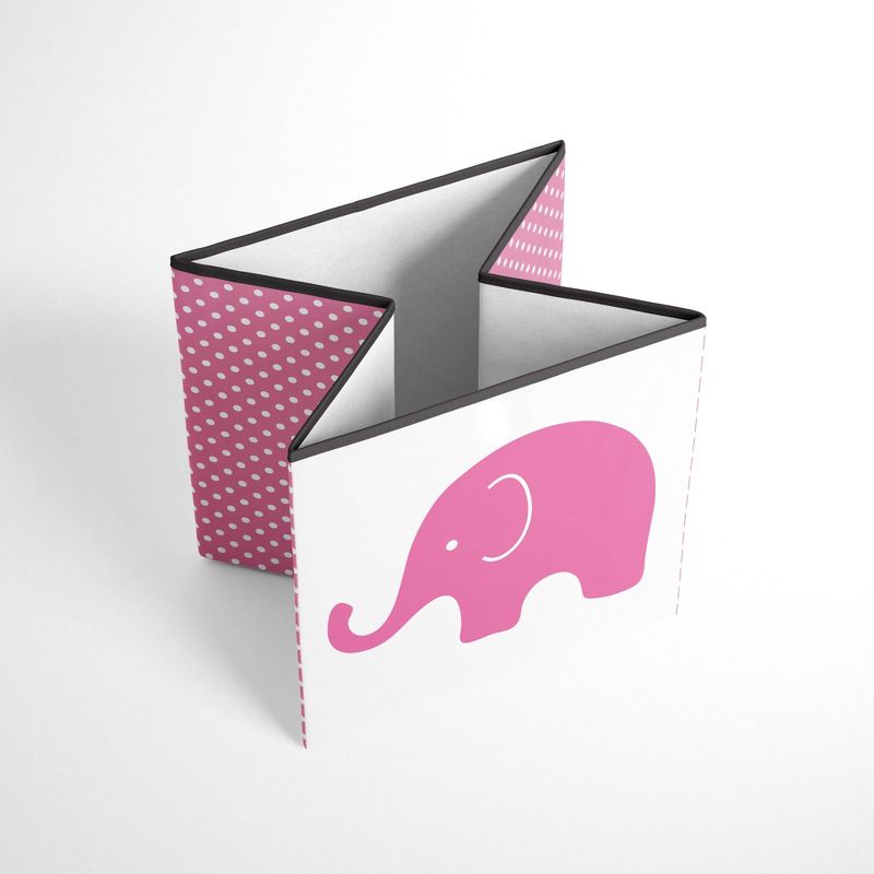 Bacati - Elephants Pink/Gray Storage Box Small, 2 of 5
