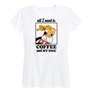 Women's - Disney - Coffee And My Dog Short Sleeve Graphic T-Shirt - 1 of 4