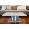 HomeRoots 51" White And Silver Genuine Marble And Stainless Steel Pedestal Coffee Table - 2 of 4