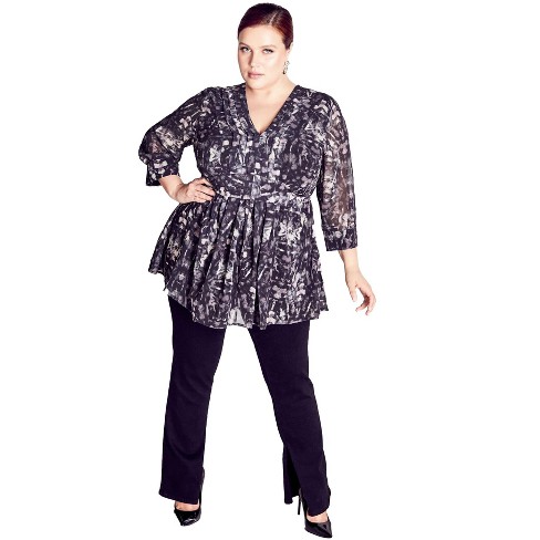 Avenue Women's Plus Size After Dark Print Tunic - image 1 of 4