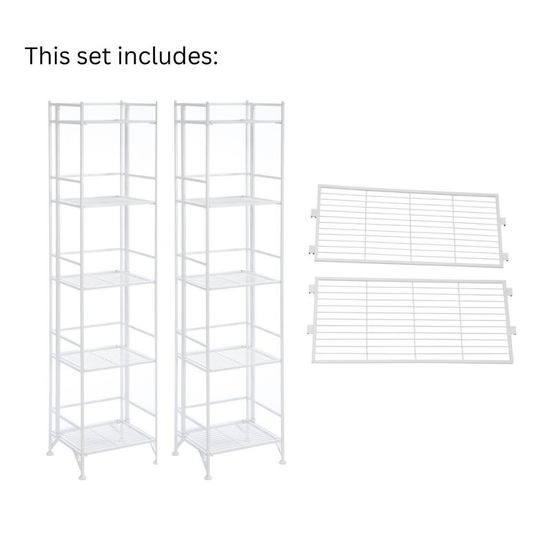  57.5" Extra Storage 5 Tier Folding Metal Shelves with Set of 2 Extension Shelves - Breighton Home, 5 of 9