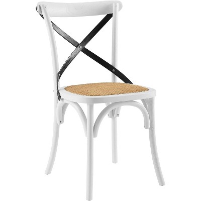 White and Black Cross Back Wood Dining Chair