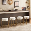 Granular Upholstered Round Counter Height Bar Stools with Foam Cushion and Sturdy Legs for Kitchen, Dining or Coffee Shop (Set of 2) - 3 of 4