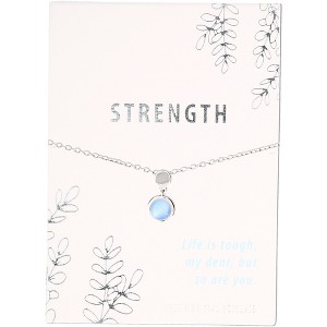 Pavilion Gift Company - Strength Frosted Mint Opal - 16.5"-18.5" Rhodium Plated Inspirational Necklace - Necklaces - 1 of 4