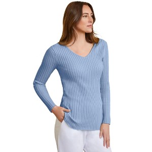 Jessica London V-Neck Ribbed Sweater - 1 of 4