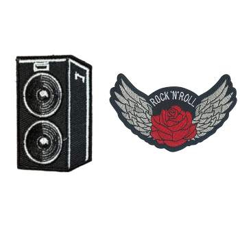HEDi-Pack 2pk Self-Adhesive Polyester Hook & Loop Patch - Music Speakers and Rock & Roll Rose