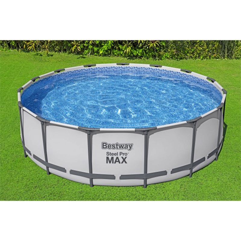 Bestway Steel Pro 15’ x 48" Round Steel Above Ground Outdoor Swimming Pool Metal Frame for Backyards, Blue, 3 of 7