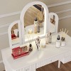 Vanity Set,Mirrored Vanity Table With LED Light And Drawers,Makeup Vanity Table And Cushioned Stool,Vanity Set For Bedroom-Cuddlewood - 3 of 4