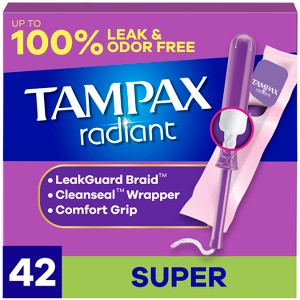 Tampax Radiant Super Absorbency Tampons - Unscented - 1 of 4