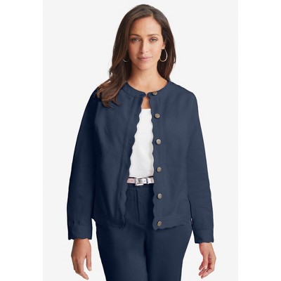 Jessica London Women's Plus Size Scalloped Denim Jacket
