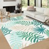 Washable Modern Botanical Area Rug for Living Room, Soft Non Slip Throw Carpet with Leaf Print for Bedroom Home Office - 2 of 4