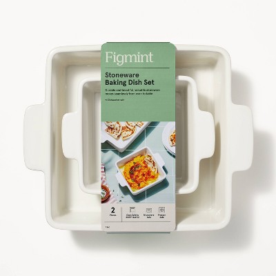 2pc Stoneware Square Baking Dish Set Cream - Figmint™