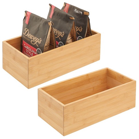 6pcs Bamboo Slotted Food Snack Box Organizer Storage Baskets Cabinet  12*9*6in