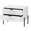 Baxton Studio Merryn Wood and Metal 2 Drawer Storage Cabinet: Mid-Century Design, Carved Detailing - 3 of 4