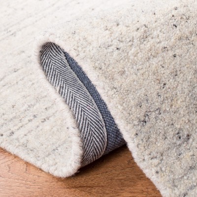 Elegant Ivory Hand-Tufted Wool Rectangular Rug, 5' x 8'