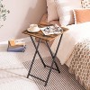 MaseiKar Folding TV Tray Table, Wooden TV Tray, Portable Sofa Side Table, Industrial Snack Table End Table for Small Spaces, Space-Saving, Brown - 2 of 4