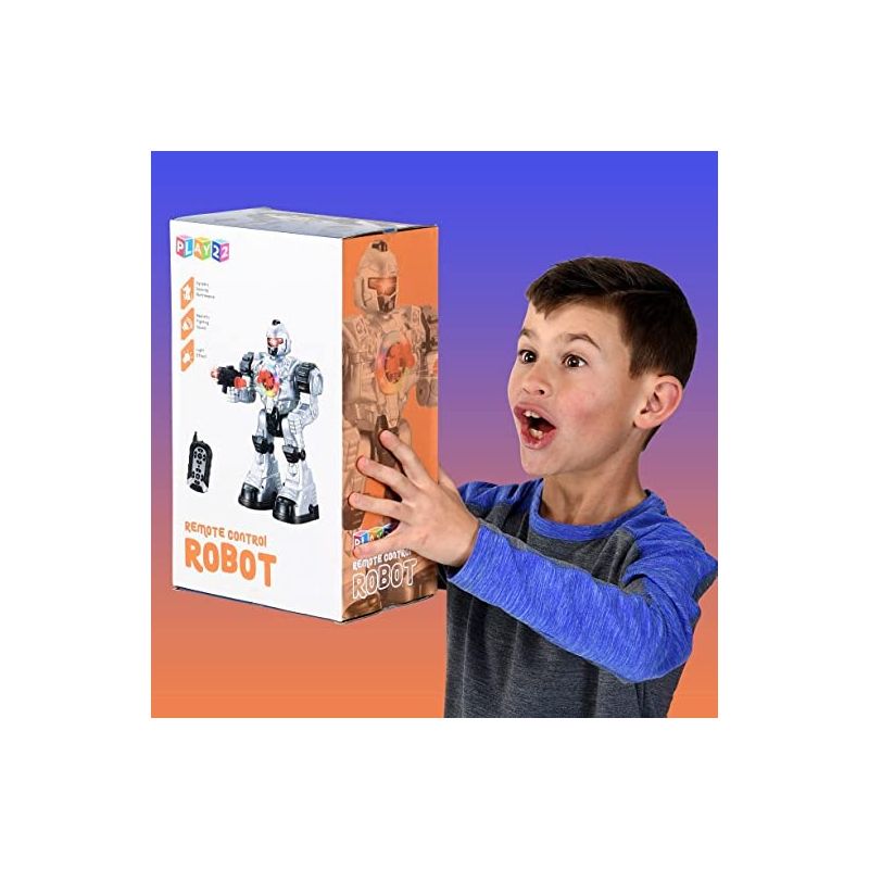 Robot Police Remote Control Toy Shoots Missiles Walks Talks and Dances with Flashing Lights 10 Functions - Play22Usa, 2 of 9
