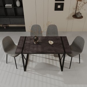 5-Piece Dining Set with Rectangle Kitchen Table and 4 Suede Armless Chairs - 1 of 4