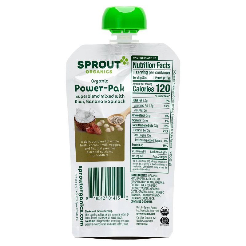 Sprout Foods Cocomelon Organic Kiwi with Banana and Spinach Toddler Snacks Pouch - 4oz, 3 of 6