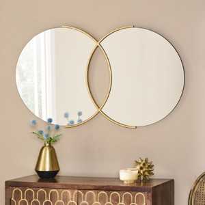 Hallway Decorative Mirrors Gold Framed Mirror Entryway Mirror Overlapping Round Wall Mirror Oval Mirrors Half Moon Mirror-The Pop Home - 1 of 4
