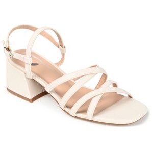 Journee Collection Womens Kempsy Open Square Toe Block Heel Sandals Beige 9.5 - 1 of 4