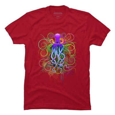 Men's Design By Humans Octopus Psychedelic Luminescence By BluedarkArt T-Shirt