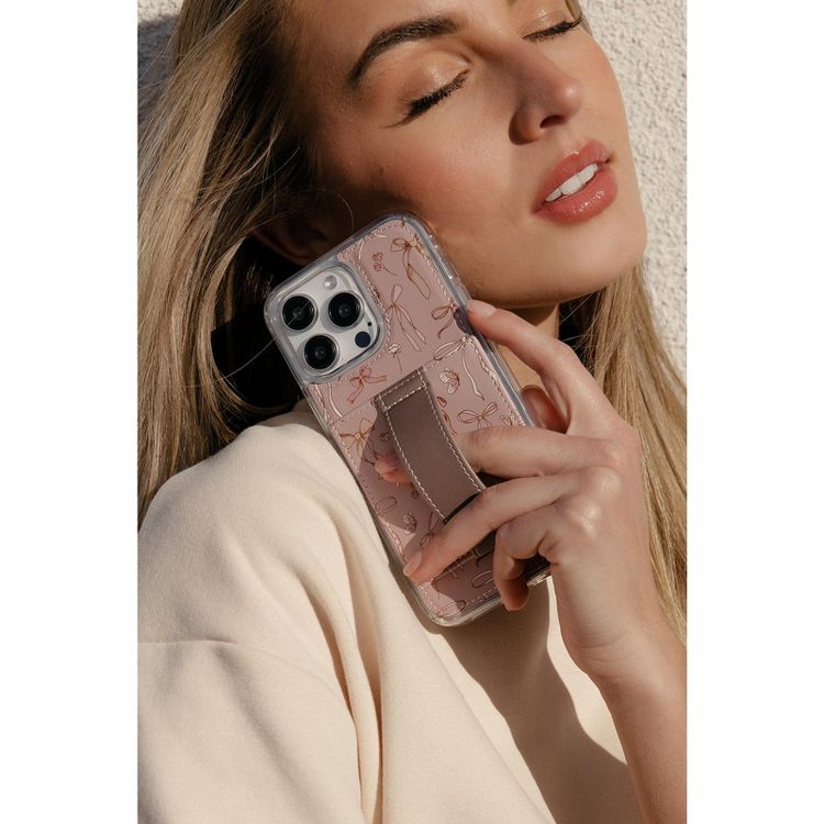 Walli Cases Blush and Bows Phone Case with Wallet and Finger Strap, 2 of 9