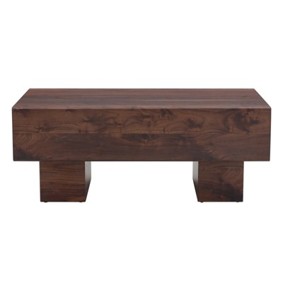 FONTOI Coffee Table with Texture Sticker, Side Table with Spacious Top, Easy to Clean, Walnut, 21.6"*17.2"*43.3"