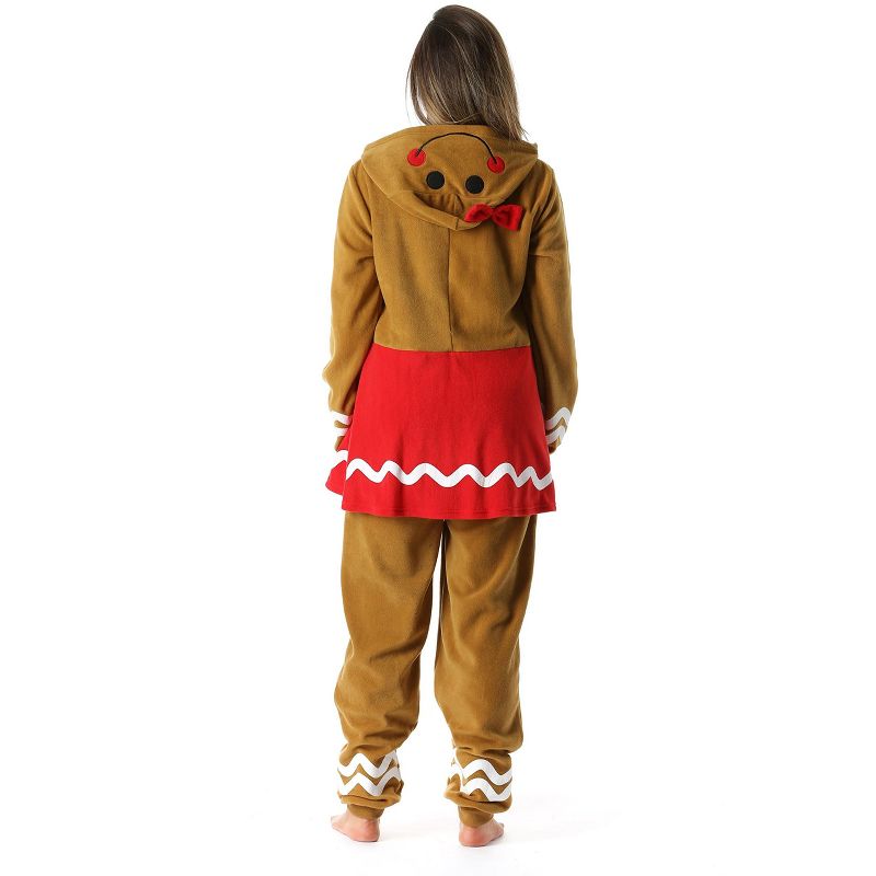 #followme Womens One Piece Christmas Themed Adult Onesie Microfleece Hoody Winter Pajamas, 5 of 6