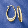 Ross-Simons 14kt 2-Tone Gold Oval Hoop Earrings - 4 of 4