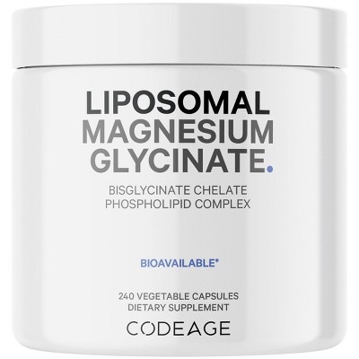 Codeage Liposomal Magnesium Glycinate Supplement, Chelated, Mineral Capsules - 240 ct