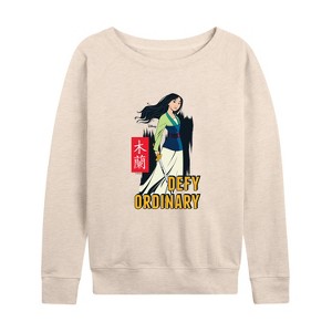 Women's - Disney - Defy Ordinary Lightweight French Terry Wide Neck Long Sleeve Shirt - 1 of 4