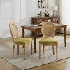 French Country Rattan Back Upholstered Dining Chairs Set of 2,Solid Wood Side Chairs with Linen Seat,Antique Finish–Maison Boucle - 2 of 4