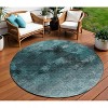 Teal Blue Aqua And Gray Abstract Washable Indoor Outdoor Area Rug - 2 of 4