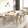 CIPACHO Travertine-Inspired Extendable Dining Table - 4-8 Person Oval Kitchen Table with Wooden Strip Base (Living Room/Family Use) - 4 of 4