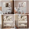 42.5" White Makeup Vanity Set with LED Mirror and Cushioned Stool,Vanity Desk with Storage and Charging Station–The Pop Home - 3 of 4