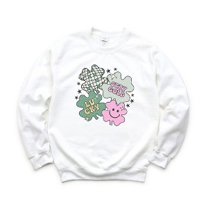 Simply Sage Market Women's Graphic Sweatshirt Stay Gold Lucky Shamrocks St. Patrick's Day - 1 of 3