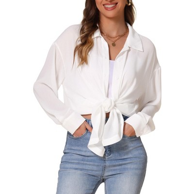 INSPIRE CHIC Women's Button Down Long Sleeve Turndown Collar Wrinkle-Free Casual Blouse