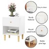 INFURNIC Nightstands Wooden Nightstand with One Drawer One Shelf Storage for Kids Adults Bedroom, White, 17.72"*14.96"*23.23" - 2 of 4