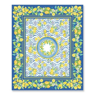 Lovely Lemons Blue and Yellow Rectangular Fabric Tablecloth