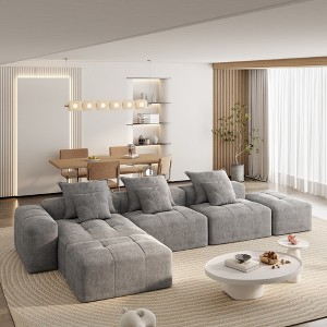 Whisen Chenille Fabric Cushion Sofa & Modular Sectional Sofa with 4 Pillows and 3 Seats, Modern Oversized Comfort for Family Living - 1 of 4