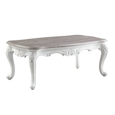 52" Ciddrenar Coffee Table Marble Top Top/White Finish - Acme Furniture