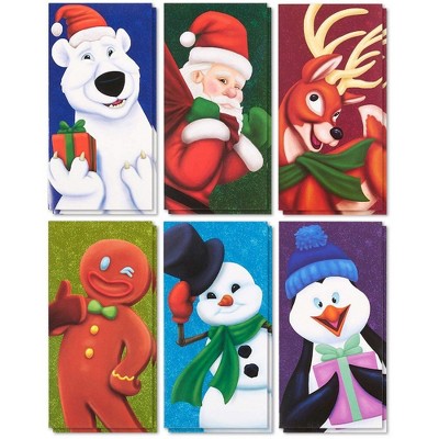 Best Paper Greetings 36-Pack Merry Christmas Greeting Cards - Xmas Money and Gift Card Holder Cards in 6 Character Designs - Assorted  with Envelopes
