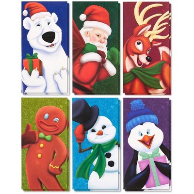 Best Paper Greetings 36-Pack Merry Christmas Greeting Cards - Xmas Money and Gift Card Holder Cards in 6 Character Designs - Assorted  with Envelopes