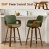 Bekrvio 26" Swivel Counter Stools with Back & Arms, Faux Leather Mid-Century Bar Stools for Kitchen Island, Walnut Frame, Set of 1/2/3/4 - 4 of 4