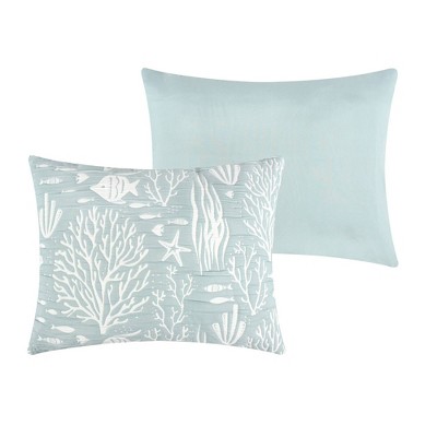 Twin White Microfiber Reversible Nautical Quilt Set