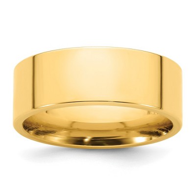 Black Bow Jewelry 8mm 14K White or Yellow Gold Flat Comfort Fit Band