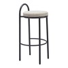 HomeRoots Set of Two 30" Beige and Black Chenille and Steel Low Back Bar Height Bar Chairs - 4 of 4