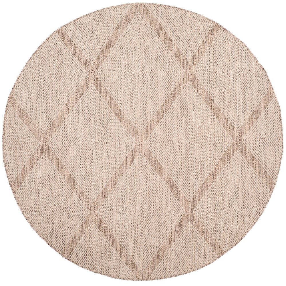 Beige Abstract Flatweave Woven Round Area Rug - (6') - Safavieh